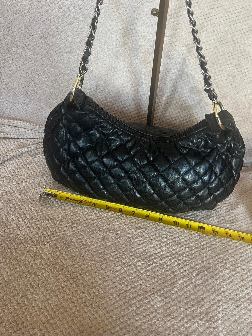 Cato Quilted Black Leather Shoulder Handbag - Picture 6 of 8